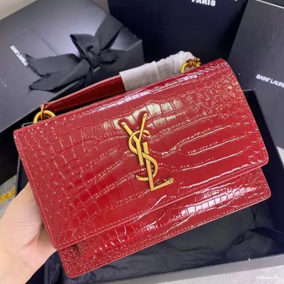 SUNSET LEATHER IN YSL SHINY CROCODILE-EMBOSSED 0605